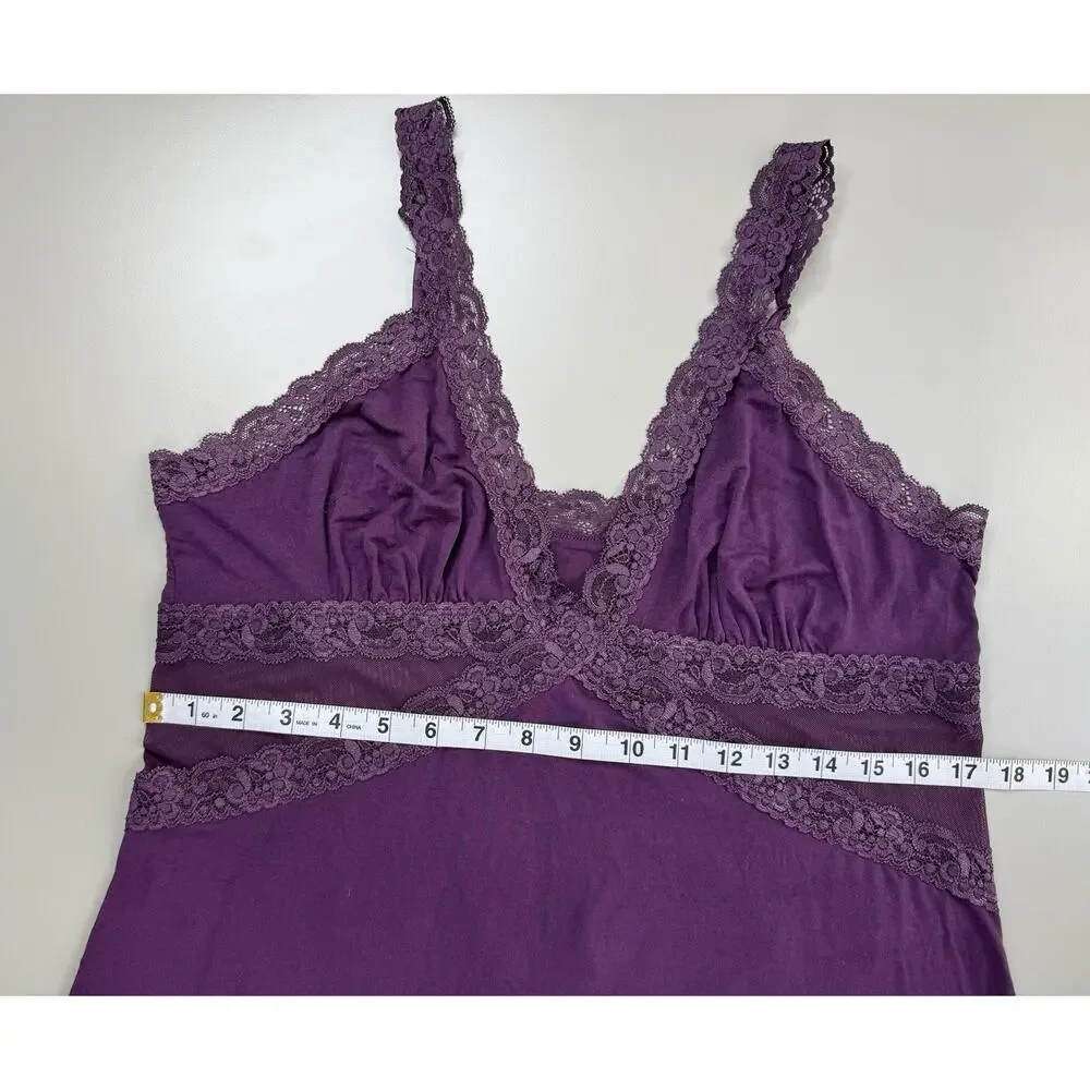 Adore Me Women’s Babydoll Slip Dress XL Purple Mesh Lace Y2K Floral Retro Slinky - Picture 6 of 15